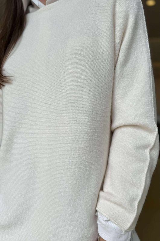 Made in Italy Conrad Body Skim Knit Jumper Ecru